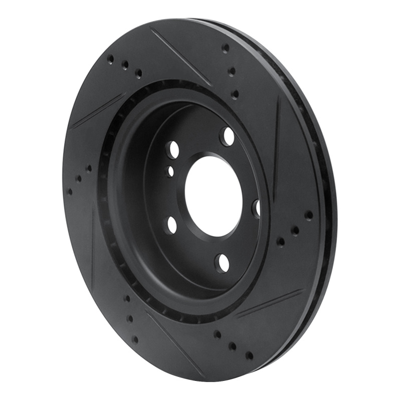 Mercedes-Benz CLA250 Brake Rotor (1) - Rear Left - R1 Concepts - Drilled & Slotted - Black - `14-`19